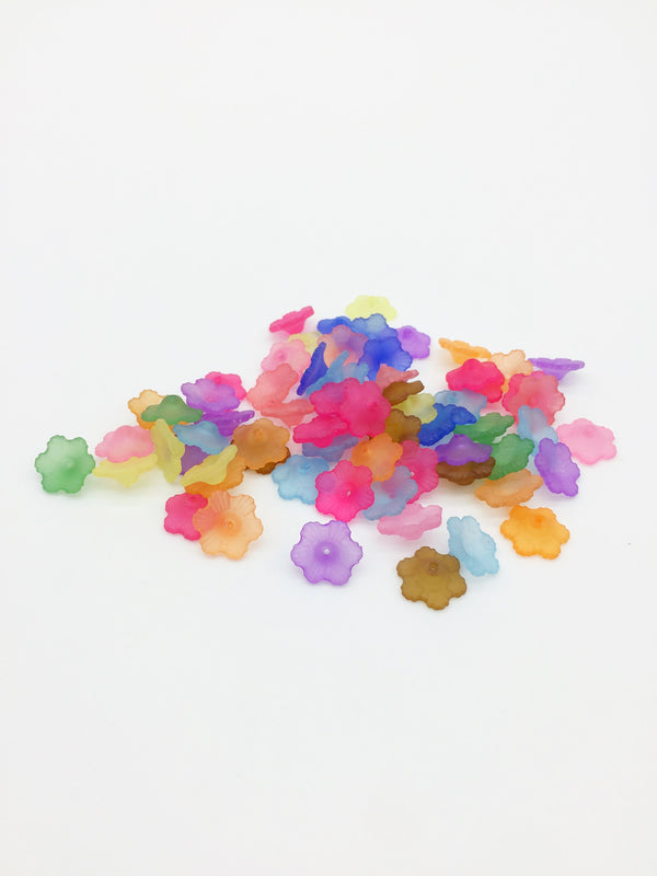 50 x Multicolour Lucite Flower Beads, 11mm Mixed Colour Flowers (3211)