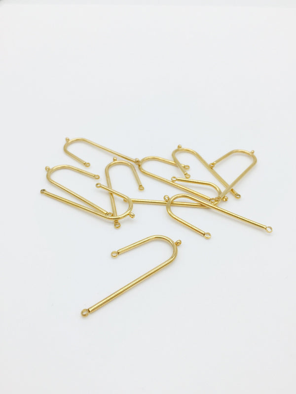 2 x 18K Gold Plated Asymmetric Chandelier Connectors, 39x14mm (1166)