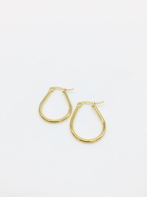 1 pair x Gold Plated Stainless Steel Tubular Teardrop Earring Blanks, 19x25mm (1736)