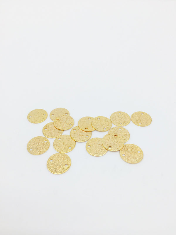 6 x 18K Gold Plated Textured Coin Connectors, 12mm (0463)