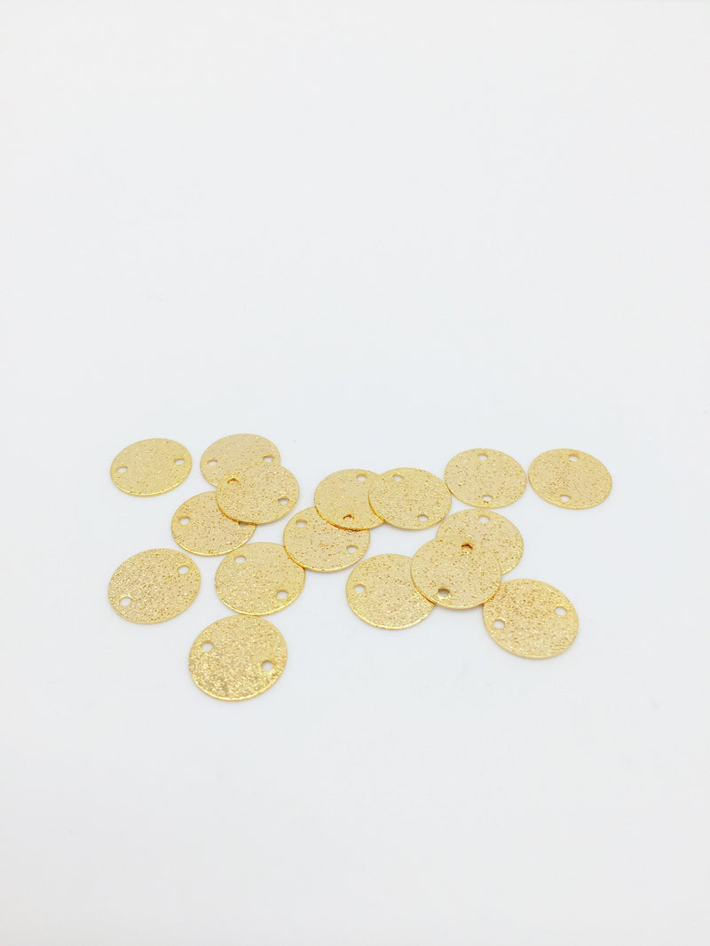 6 x 18K Gold Plated Textured Coin Connectors, 12mm (0463)