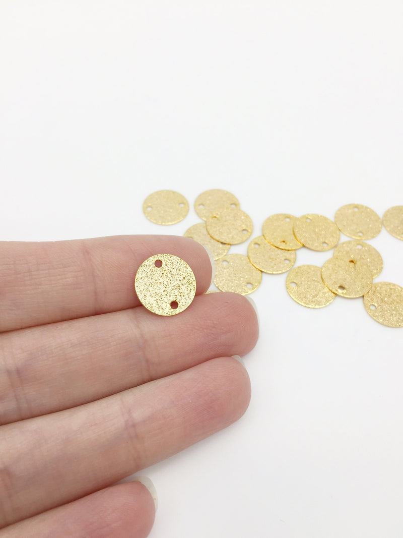 6 x 18K Gold Plated Textured Coin Connectors, 12mm (0463)