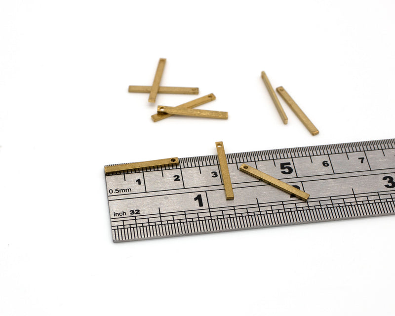 10 x Raw Brass Flat Bar Charms, 20x2mm (C0012)