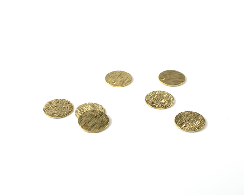 20 x Raw Brass Textured Disc Charms, 12mm (C0171)