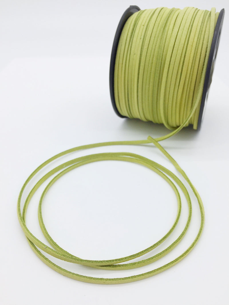 Light Green Faux Suede Cord, 3mm Soft Flat Cord (R2)