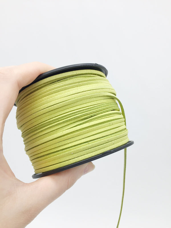 Light Green Faux Suede Cord, 3mm Soft Flat Cord (R2)