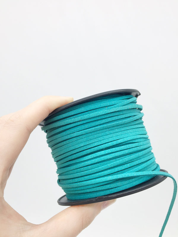 Teal Faux Suede Cord, 3mm Soft Flat Cord (R2)