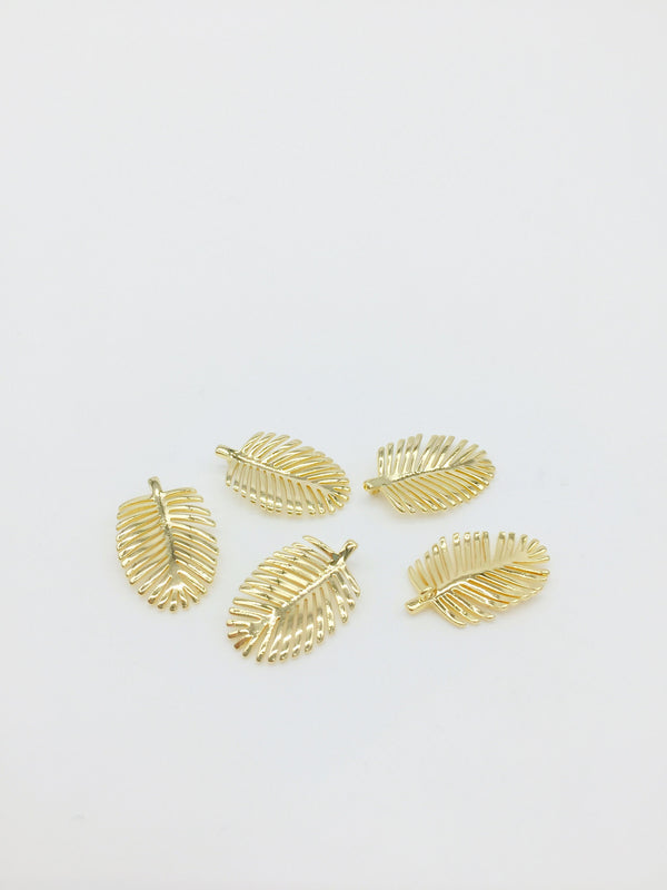 1 x 18K Gold Plated Palm Leaf Pendant, 21x13.5mm (0481)