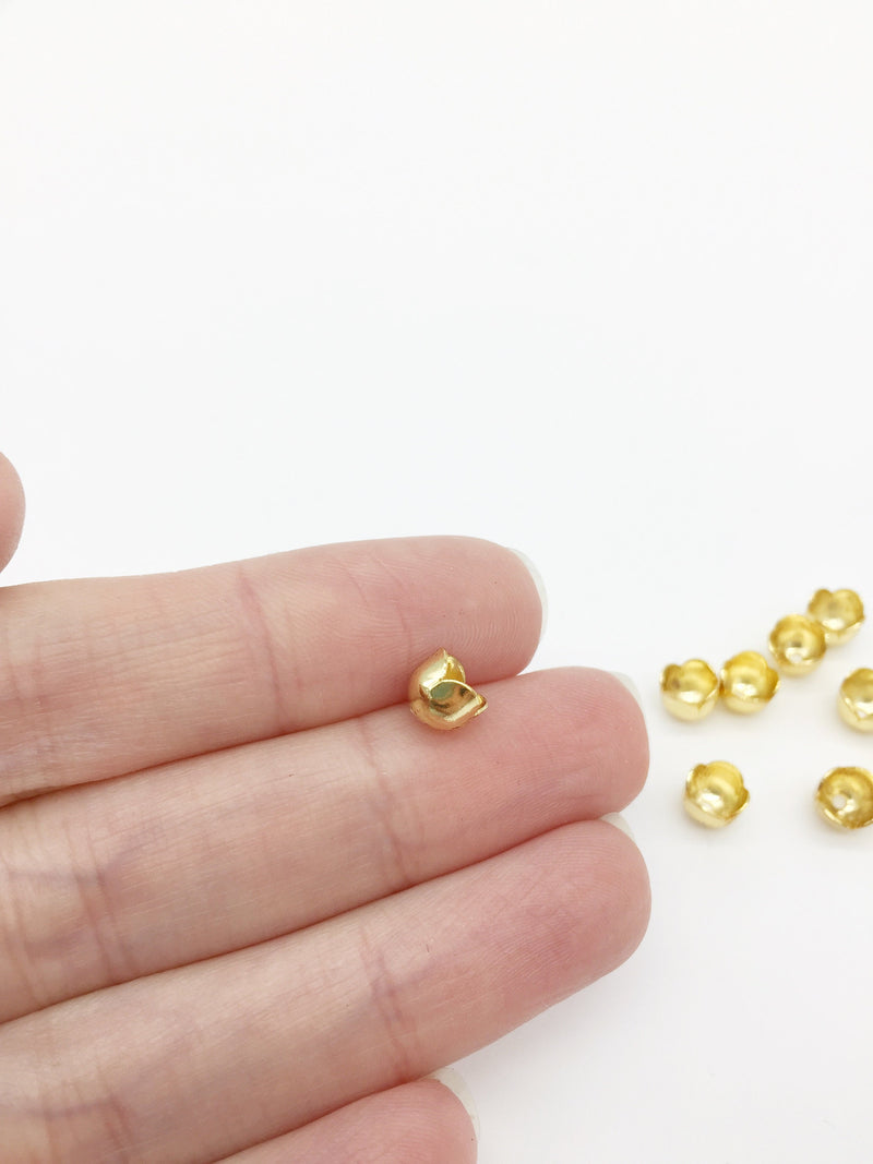 10 x Tiny 18K Gold Plated Bell Flower Bead Caps, 6x5mm (0492)