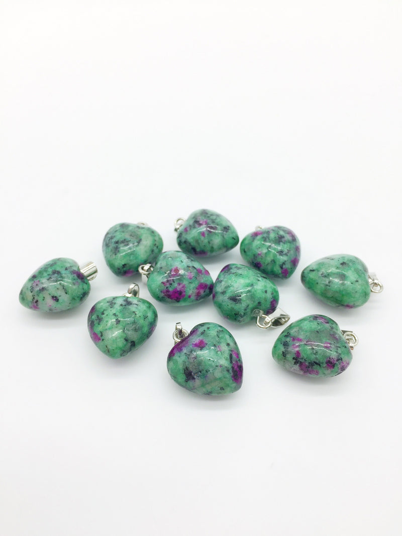 1 x Puffy Heart Ruby in Zoisite Pendant, 19x15mm (0548)