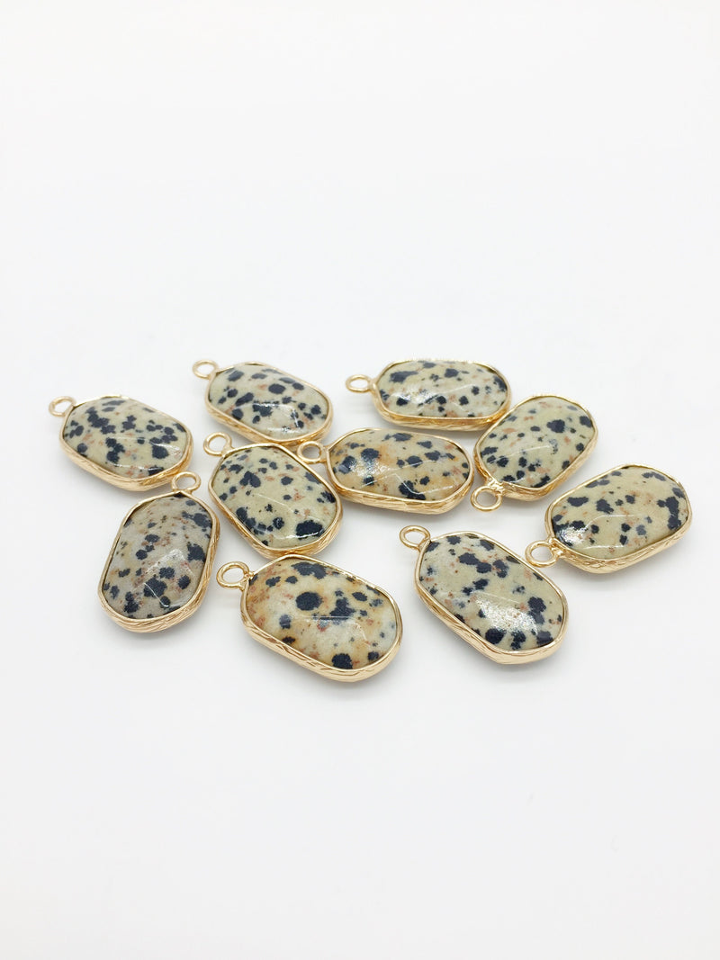 1 x Hexagon Shaped Dalmatian Jasper Pendant, 25x14mm (0553)