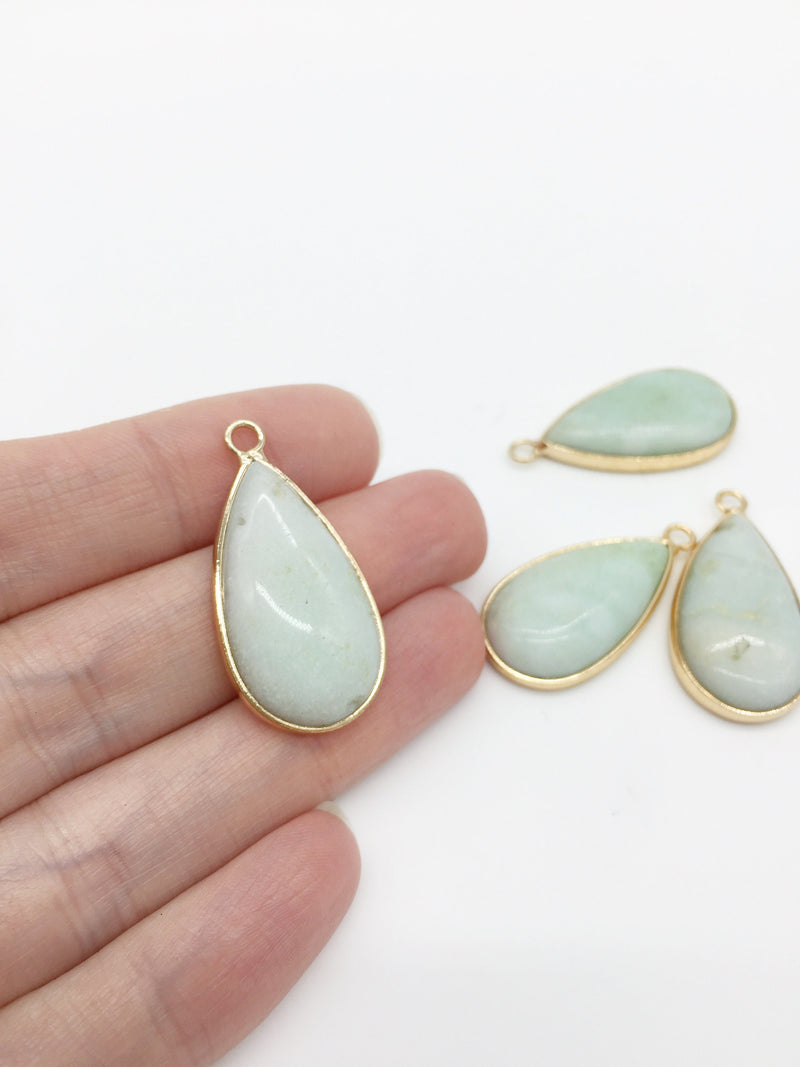 1 x Domed Teardrop Amazonite Pendant,  32x16mm Healing Pendant (0545)