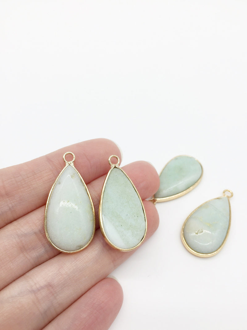 1 x Domed Teardrop Amazonite Pendant,  32x16mm Healing Pendant (0545)