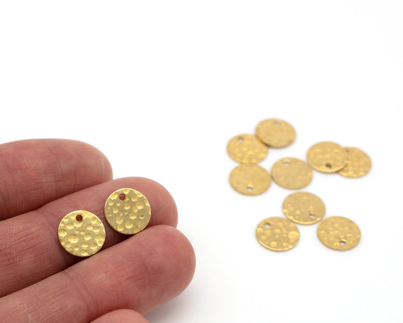 20 x Textured Raw Brass Coin Charms, 10mm (C0076)