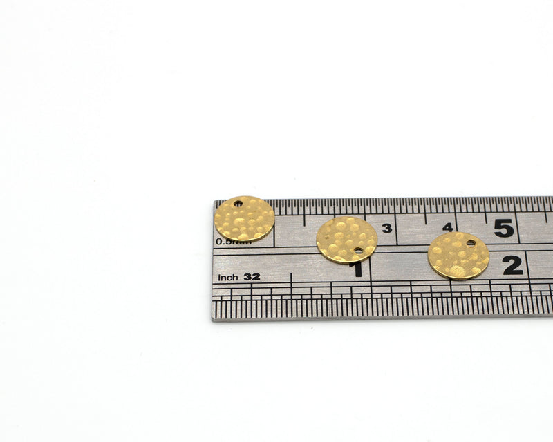 20 x Textured Raw Brass Coin Charms, 10mm (C0076)