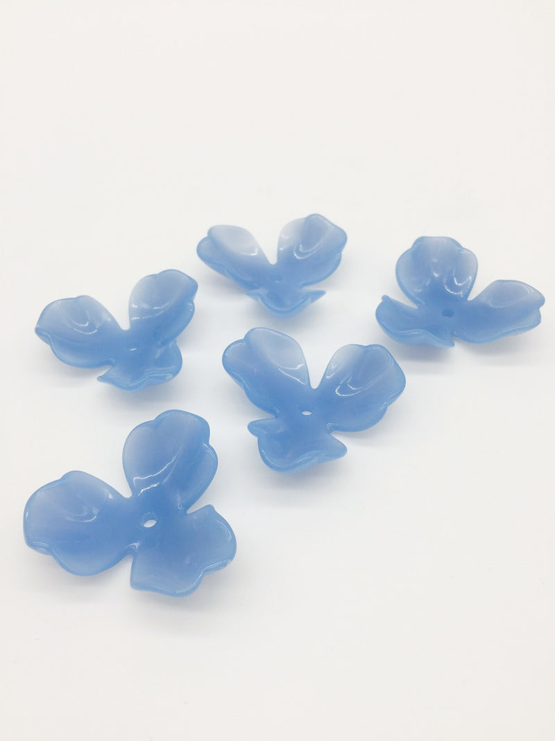 6 x Large Light Blue Acrylic Flower Beads, 39mm (3251)