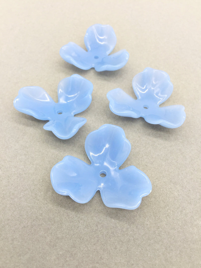 6 x Large Light Blue Acrylic Flower Beads, 39mm (3251)