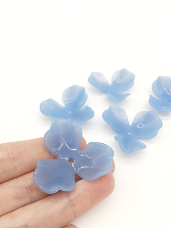 6 x Large Light Blue Acrylic Flower Beads, 39mm (3251)