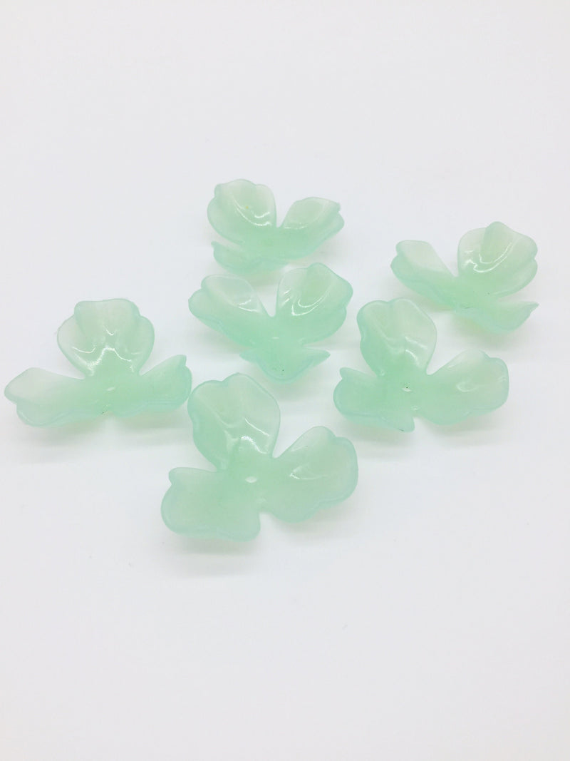 6 x Large Light Green Acrylic Flower Beads, 39mm (3250)