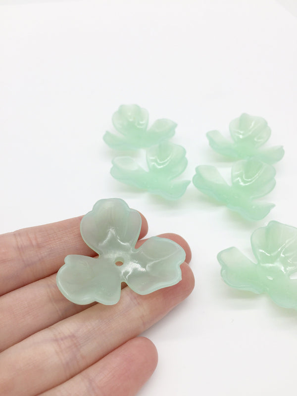 6 x Large Light Green Acrylic Flower Beads, 39mm (3250)