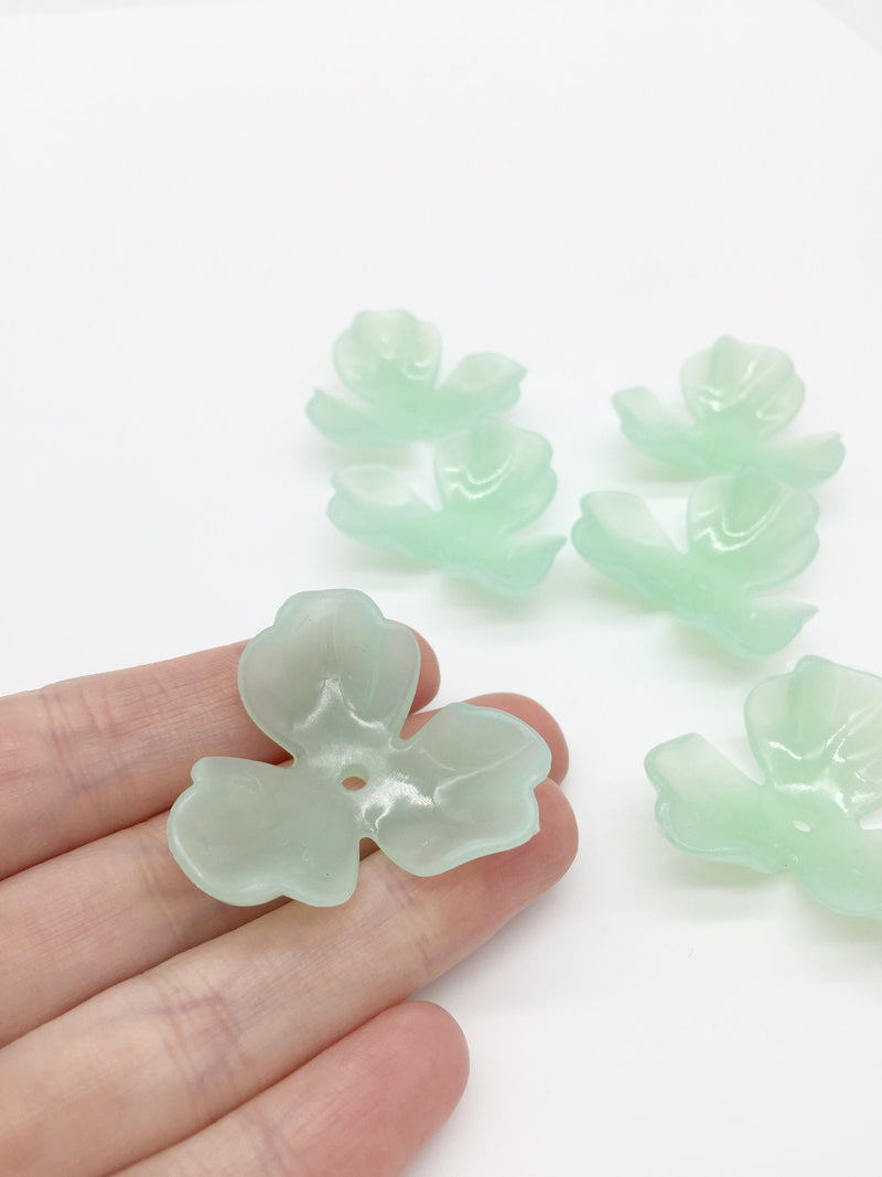 6 x Large Light Green Acrylic Flower Beads, 39mm (3250)