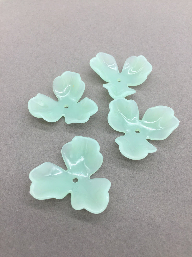 6 x Large Light Green Acrylic Flower Beads, 39mm (3250)