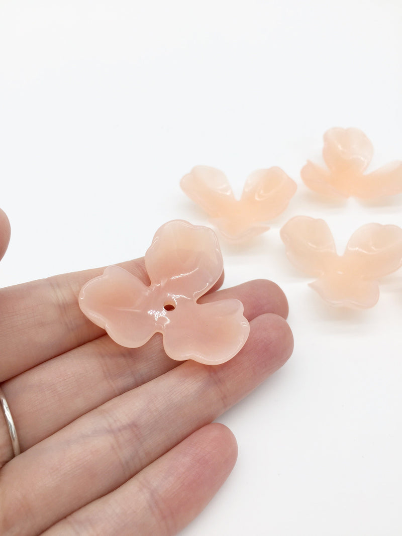 6 x Large Peach Blush Acrylic Flower Beads, 39mm (3253)