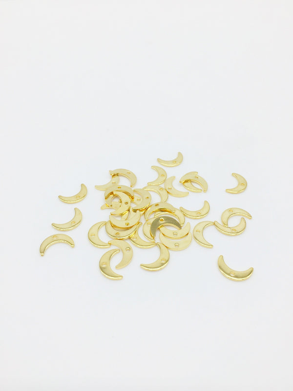 12 x Gold Plated Stainless Steel Crescent Moon Charms, 11x7mm (1164)