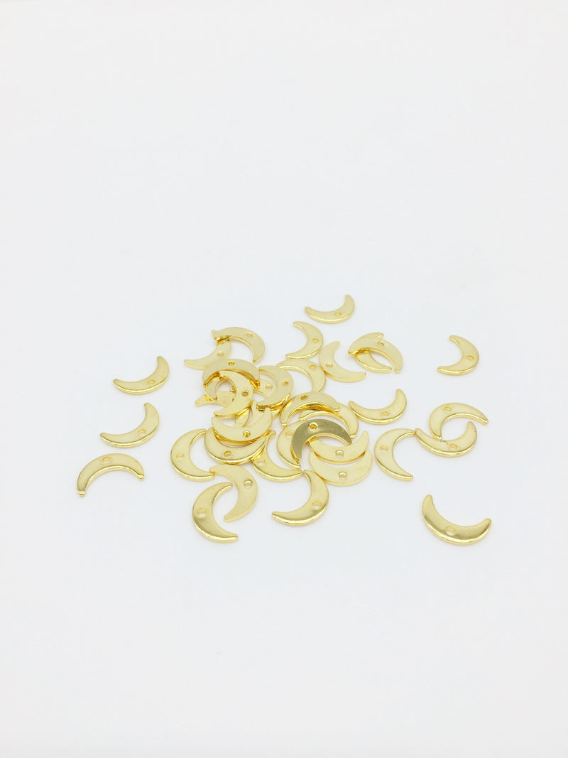 12 x Gold Plated Stainless Steel Crescent Moon Charms, 11x7mm (1164)