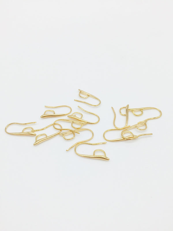 1 x 18K Gold Plated Earring Hooks with Large Loops, 20mm (1210)