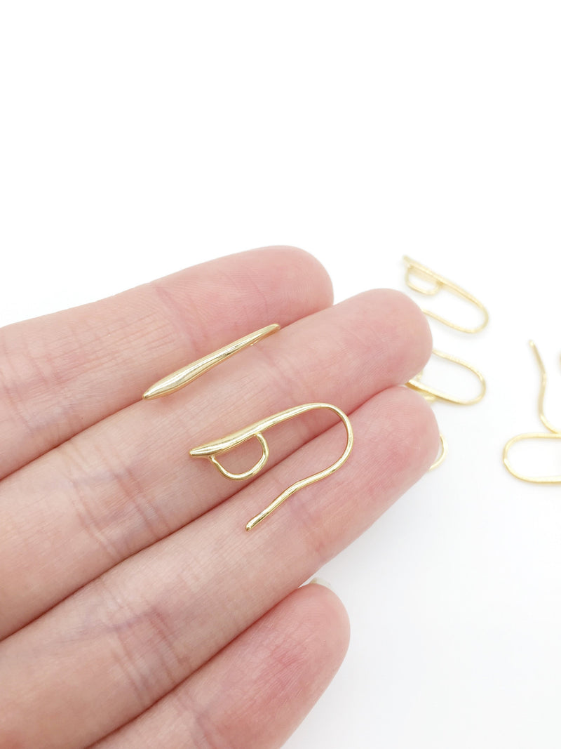 1 x 18K Gold Plated Earring Hooks with Large Loops, 20mm (1210)