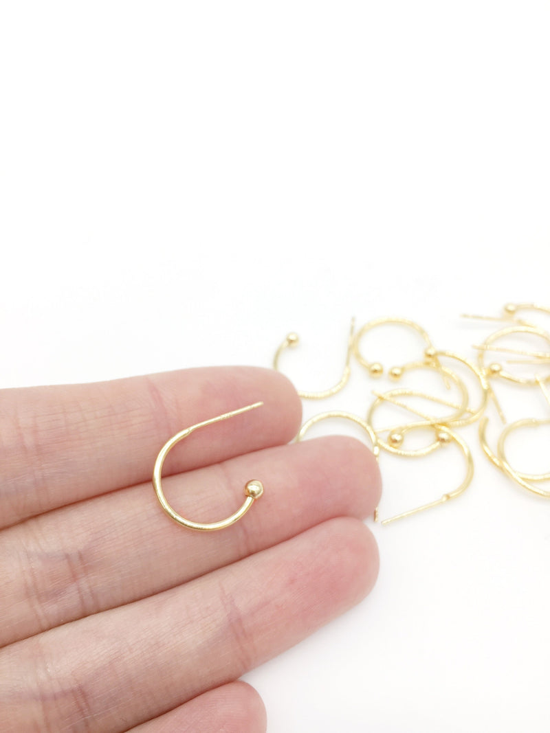 3 pairs x 18K Gold Earring Hoops Blanks, 16mm (1171)