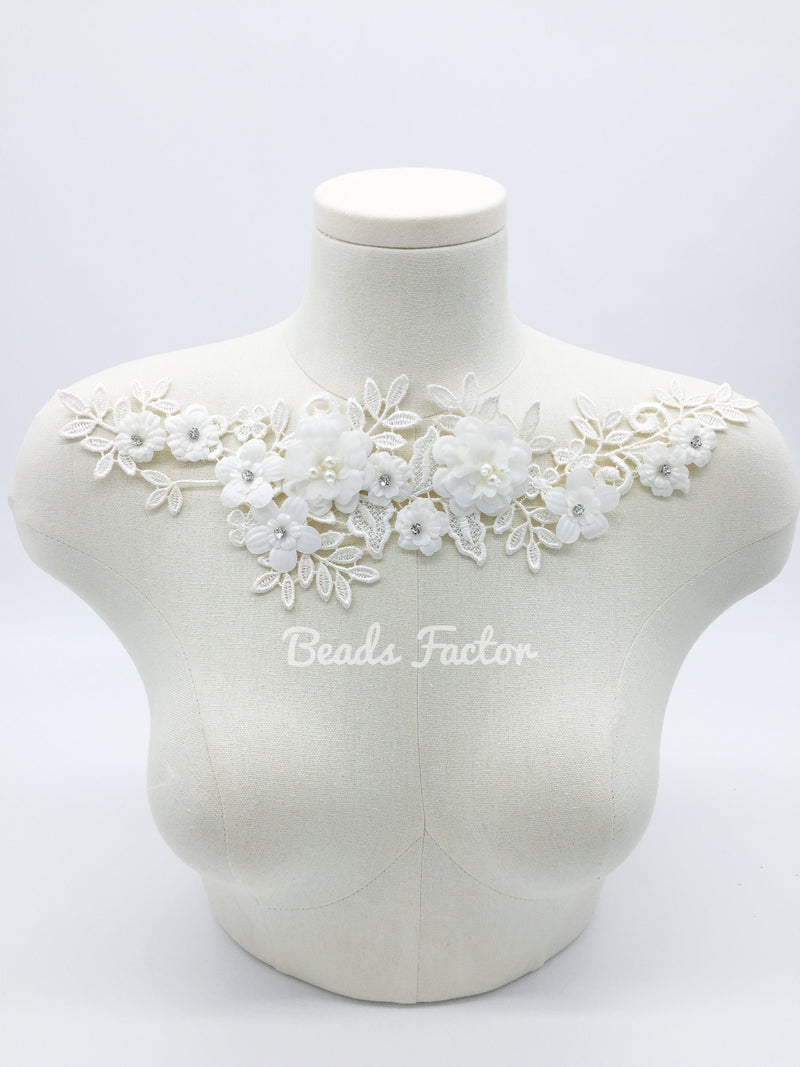 Off-white 3D Flowers Lace Applique, 3D Floral Lace