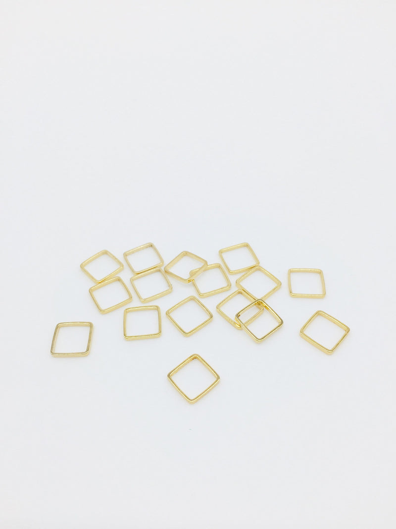 10 x 18K Gold Plated Square Connectors, 8mm Square Jewellery Links (3268)