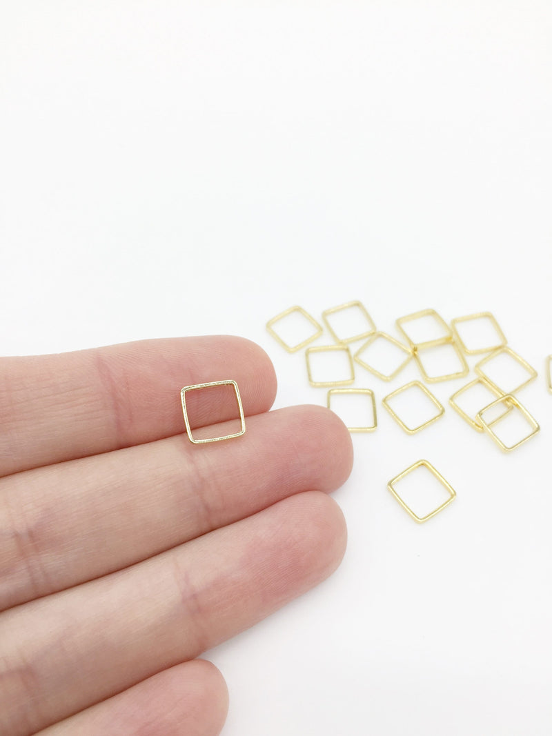 10 x 18K Gold Plated Square Connectors, 8mm Square Jewellery Links (3268)