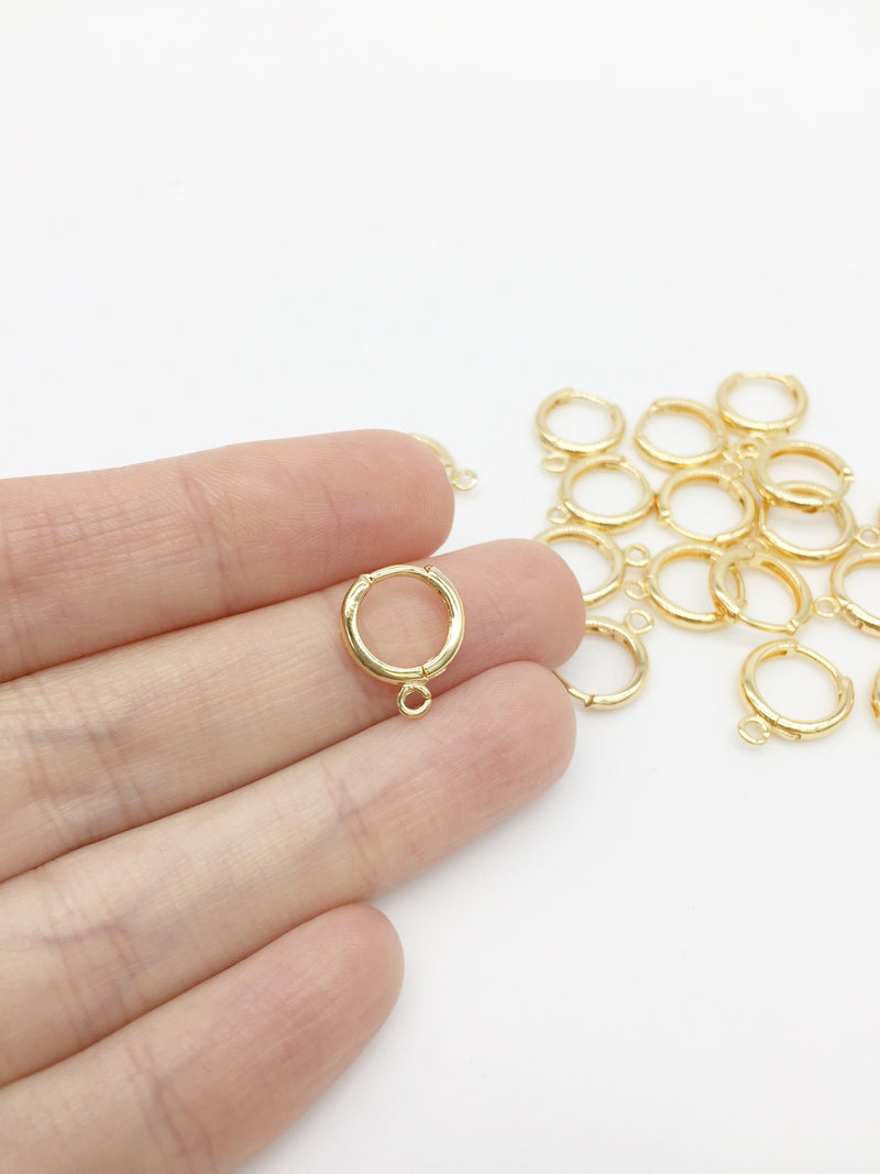 1 pair x 24K Gold Plated Hoop Earring Blanks, 12x14mm (2850)