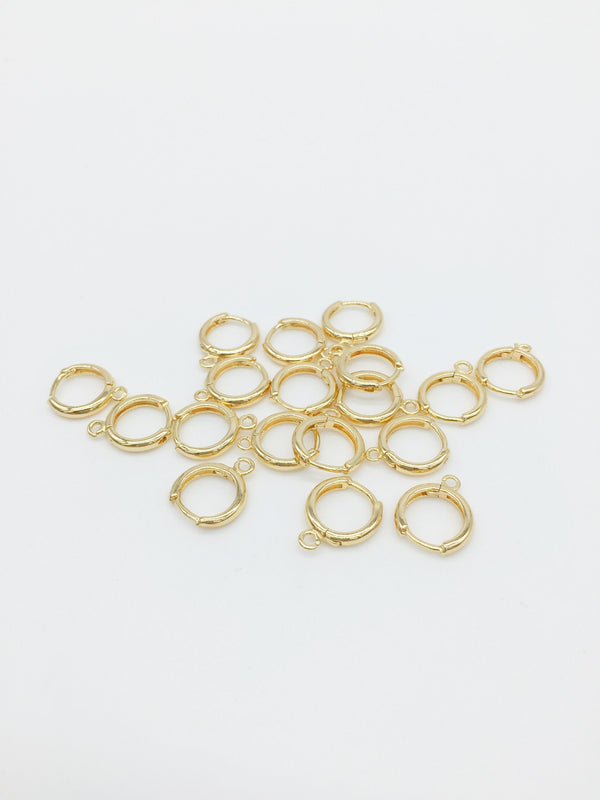 1 pair x 24K Gold Plated Hoop Earring Blanks, 12x14mm (2850)