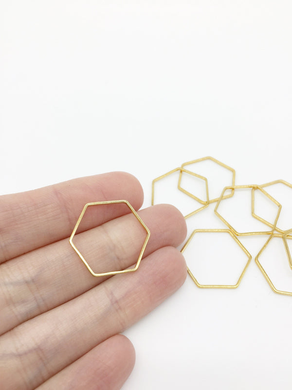 4 x Gold Plated Stainless Steel Hexagon Linking Rings, 20x22mm (3317)