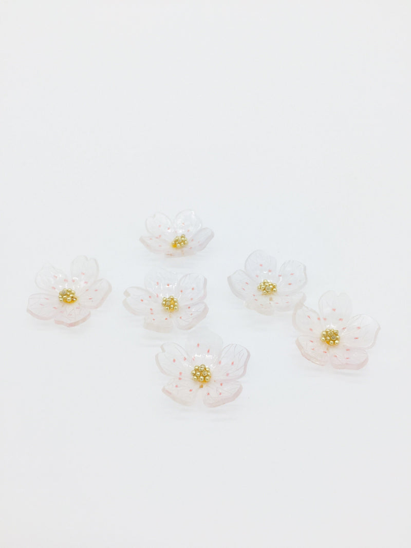 2 x 3D Translucent Acrylic Flower Cabochons, 20mm (3270)