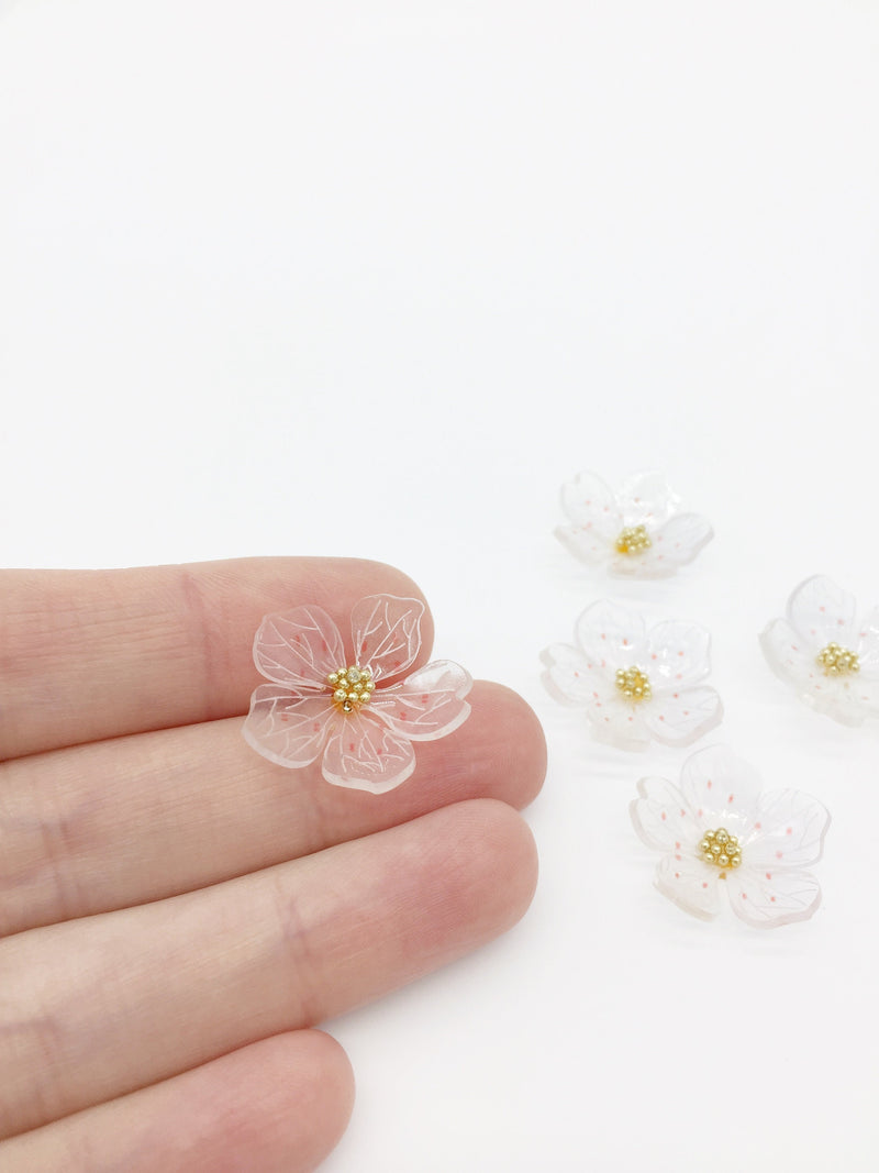 2 x 3D Translucent Acrylic Flower Cabochons, 20mm (3270)