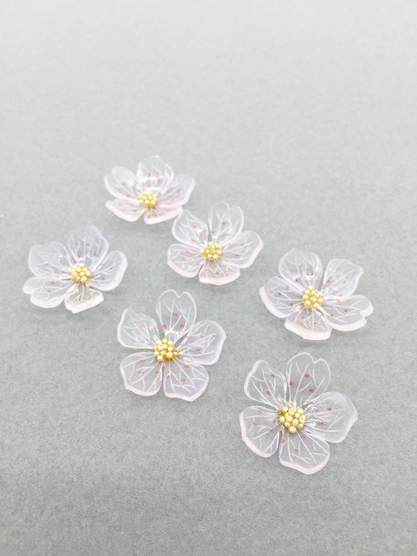 2 x 3D Translucent Acrylic Flower Cabochons, 20mm (3270)