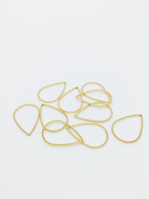 6 x Gold Plated Stainless Steel Teardrop Connectors, 26x17mm Jewellery Links (3279)