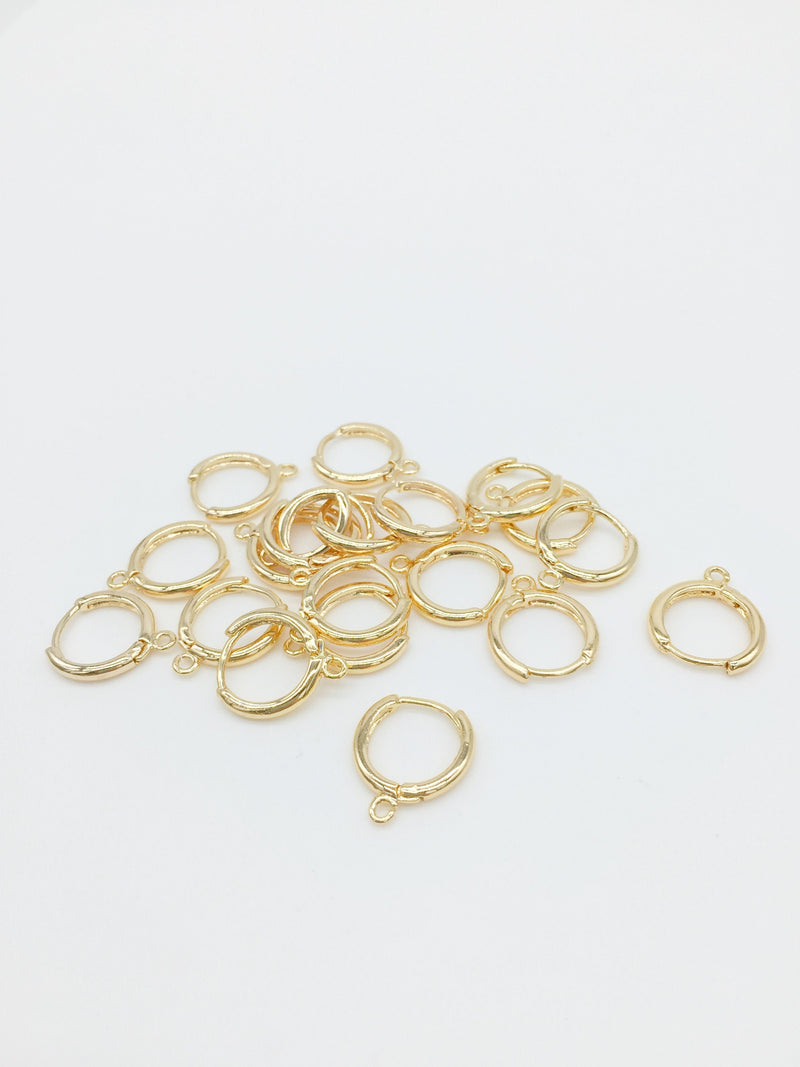 1 pair x 24K Gold Plated Huggie Hoop Earring Blanks, 14x16mm (2851)