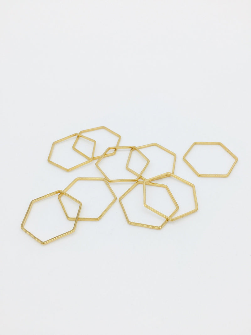 4 x Gold Plated Stainless Steel Hexagon Linking Rings, 20x22mm (3317)