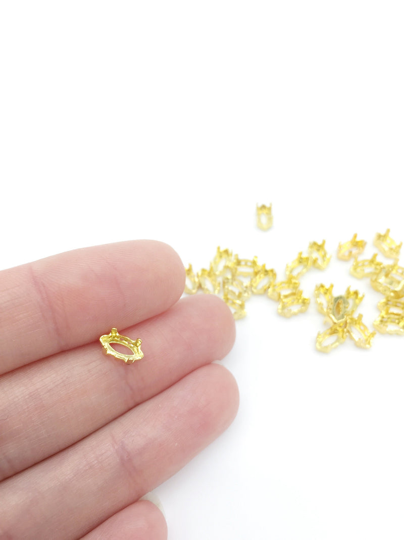 24 x 4x8mm Gold Plated Setting for Marquise Cut Cubic Zirconia Stones (3435)