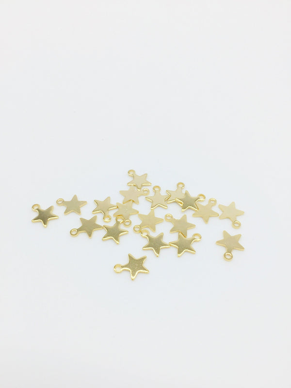 16 x Gold Plated Stainless Steel Star Pendants, 9.5x8mm (3288)