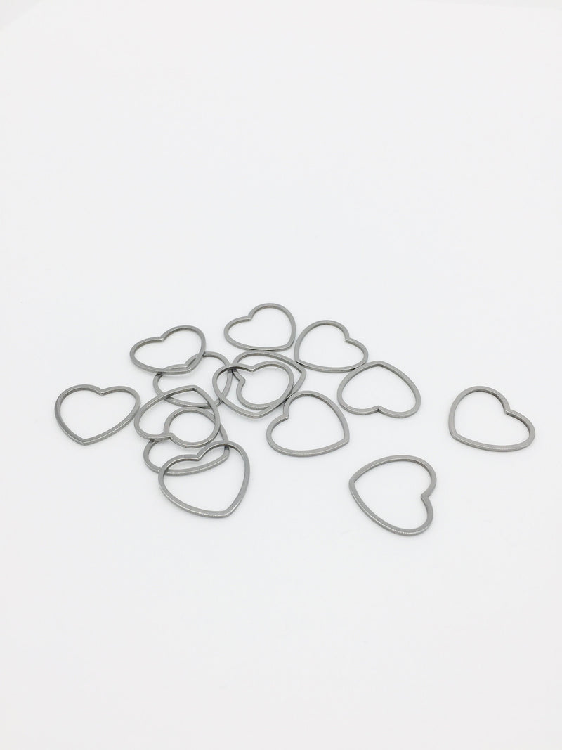 10 x Stainless Steel Open Heart Connectors, 16x15mm (0564)