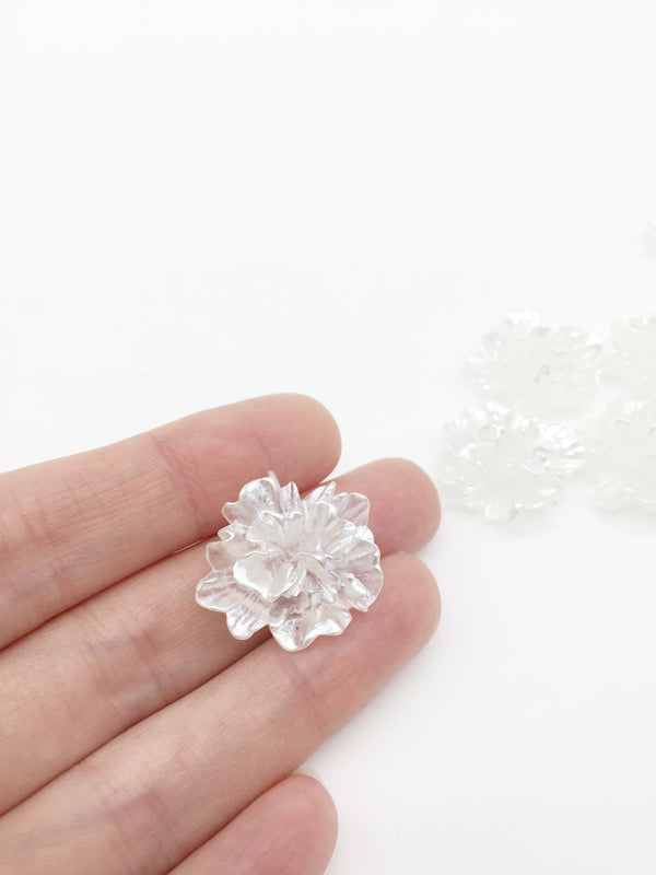 4 x Pearlised Acrylic Flower Cabochons, 25mm (3529)