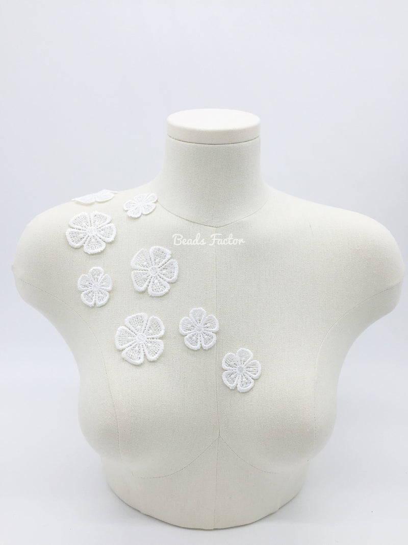 10 x Off-white Lace Flower Patches, 3d Embroidery Flowers