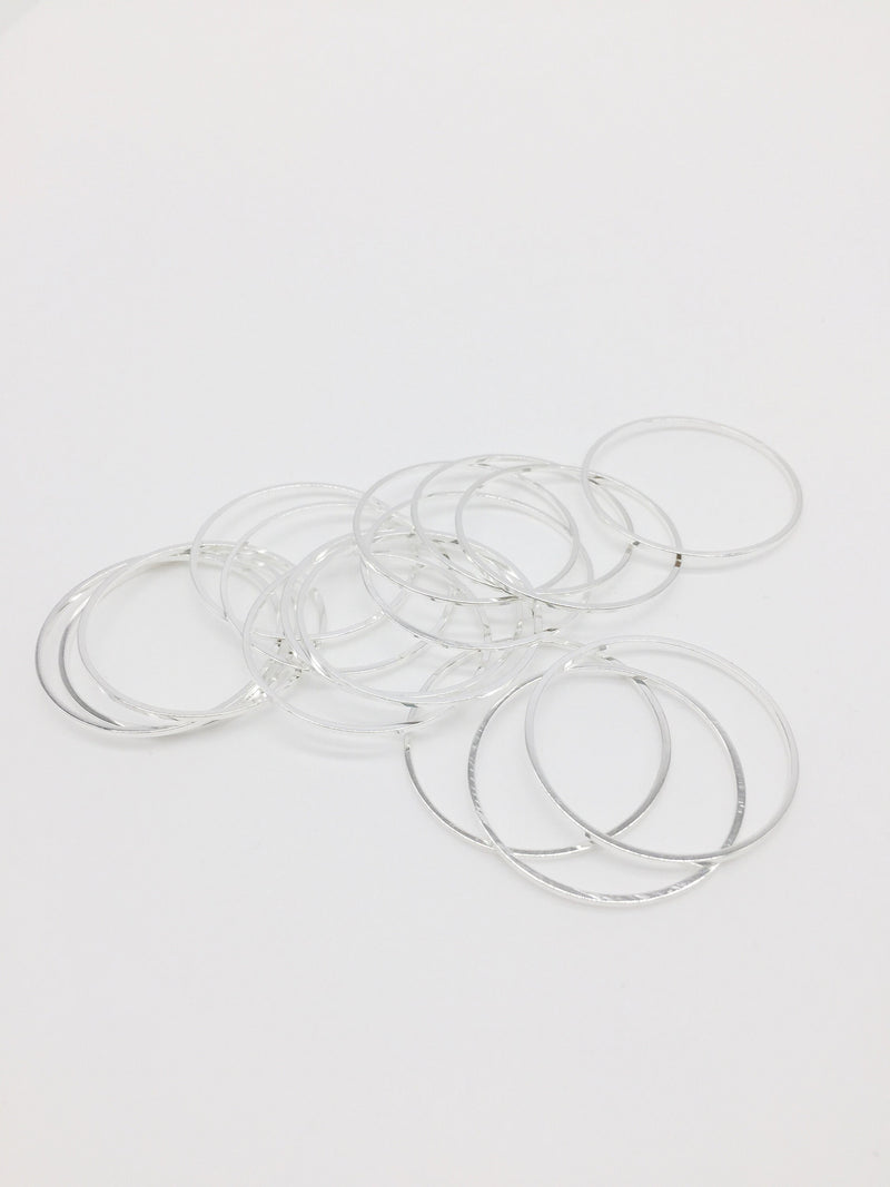 10 x Silver Plated Open Hoop Jewellery Connectors, 30mm (3400)